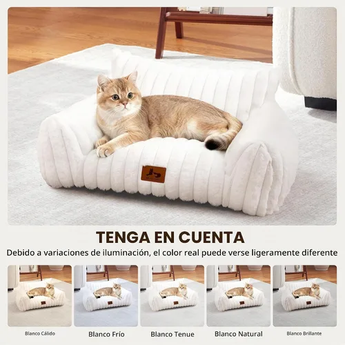 Vista 6 de Sofá de gato para mascotas, bonita cama para gatos de interior Crema