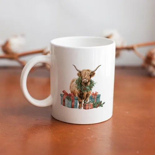 Vista 7 de Coffee Cups Ceramic Highland Cow Mug Mothers Day Gifts For Mom Highland Cow Gifts Personalized Gifts for Birthday Mother's Day Christmas