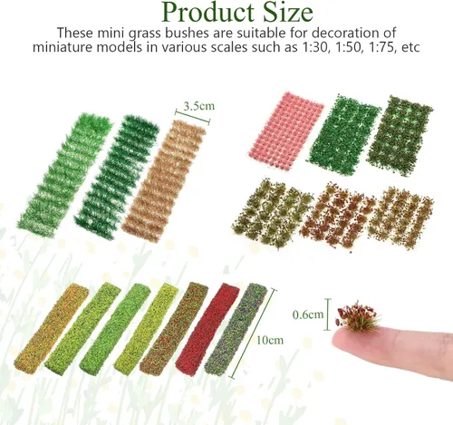 Vista 2 de Redbaker 288 Piezas Mechones de Césped Estático Racimo de Flores Grupos de Vegetación Autoadhesivos Mechones de Césped de Modelo Artificial DIY