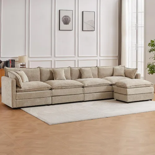 Vista 12 de Sofá modular seccional, juego de sofá en forma de L de 77 pulgadas con reposabrazos, cómodos sofás de nube de 2 plazas para sala de estar