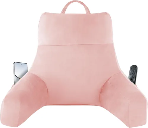 Vista 18 de IPYNBAP Almohada de espalda para cama para sentarse, almohada de lectura para sentarse en la cama para adultos, almohada de apoyo para la espalda