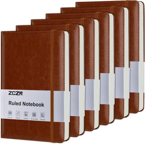 Vista 9 de ZCZN Cuadernos de Diario Forrados para Trabajo, 14x21 cm, 192 Páginas, Cuadernos de Cuero de Tapa Dura A5 para Escritura, Diario y Viaje, Cuadernos