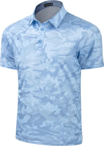 Vista 107 de TAPULCO Camisetas tipo polo de secado rápido para hombre, diseño de camuflaje, atléticas, ligeras, transpirables, casuales, para golf