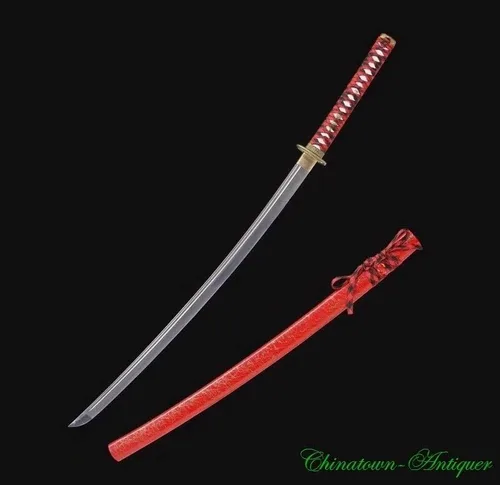 Vista 4 de GLW Espada de acero de alta velocidad de espiga completa Espada japonesa Katana Sharp Combat Ready #2743