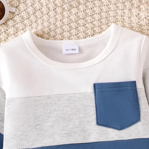 Vista 79 de Ropa de otoño e invierno para bebé, trajes de niño pequeño, sudadera de manga larga, sudadera de retazos y pantalones, 2 piezas, 12 meses a 5 años