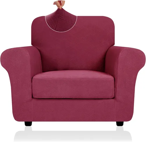 Vista 24 de ZNSAYOTX 2026 Funda de silla a rayas de 2 piezas (79 cm - 117 cm), funda de sillón elástica gruesa con banda elástica antideslizante y lazos