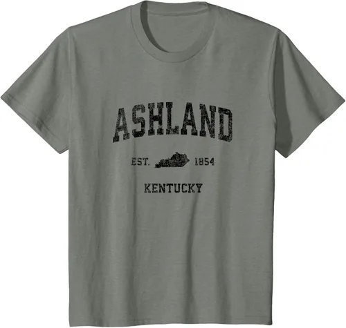 Vista 95 de Ashland Kentucky KY Vintage Sports Design Camiseta de impresión negra Asfalto