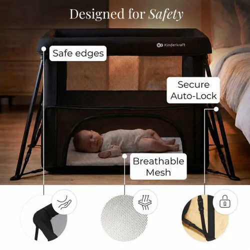 Vista 15 de Kinderkraft CAMI - Cama de bebé 3 en 1, cama de viaje para bebé, desde el nacimiento hasta los 3 años, cuna de bebé, cuna de viaje, fácil de plegar