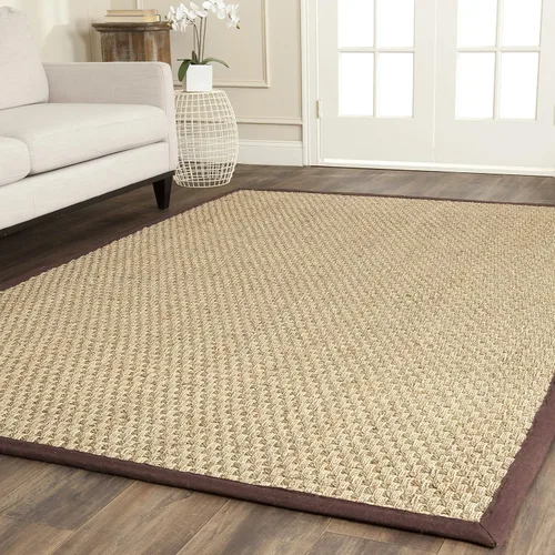 Vista 123 de SAFAVIEH Natural Fiber Collection NF114A - Alfombra de pasillo de hierba marina con patrón de tejido de cesta y borde, de 2 pies 6 pulgadas x 16