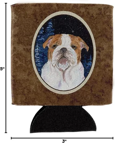 Vista 2 de Caroline's Treasures SS8447CC Starry Night English Bulldog - Enfriador para latas o botellas, lavable, funda plegable con aislamiento para bebidas