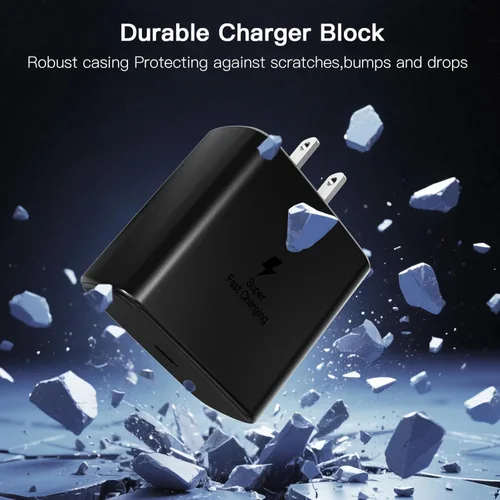 Vista 4 de Bloque de carga súper rápido Samsung de 45 W, paquete de 2 bloques de carga rápida tipo C con cable de carga USB C de 3 pies