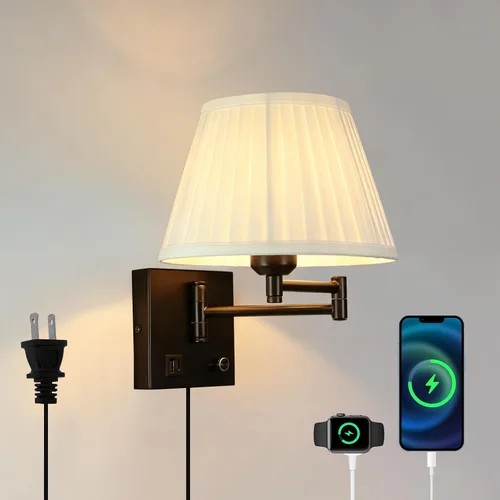 Vista 11 de Plug in Swing Arm Wall Sconce, Wall Lights for Living Room