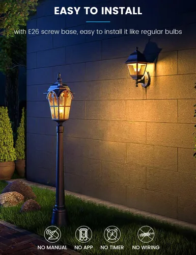 Vista 5 de Torkase Bombillas LED para exteriores del anochecer al amanecer, no requiere temporizador, 13 W (equivalente a 100 W), 3000 K, blanco cálido, E26 A19