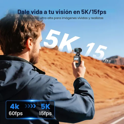 Vista 2 de BOBLOV Cámara corporal 5K con micrófono, cámara de vlogging W5, 5K/15FPS y 4K/60FPS con lente giratoria de 270°, soporte de micrófono externo