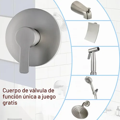 Vista 2 de Manija de válvula de ducha, kit de llave mezcladora de ducha de baño, válvulas de control de ducha de montaje en pared, válvulas rugosas de tina