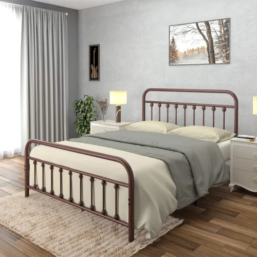 Vista 9 de Golden Gate Beds - Estructura de cama de plataforma de metal estilo victoriano con cabecera y pie de cama de hierro forjado antiguo, base de colchón