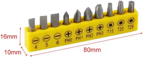 Vista 2 de PH4# - Juego de brocas cortas con soporte para tornillos Walfront 10 piezas 8x2.5x1 para taladros y varillas de extensión