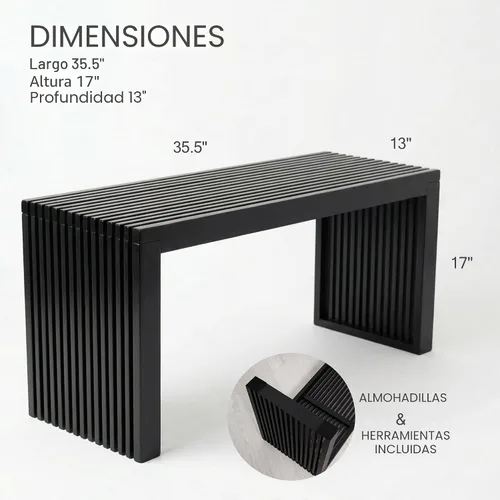 Vista 3 de Banco de madera natural de bambú de 36 pulgadas, pequeños bancos de madera para entrada, sala de estar y comedor, cocina, dormitorio, baño, pasillo