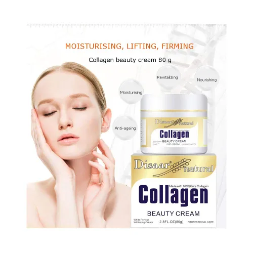Vista 2 de DISAAR Beauty Crema de colágeno para frente y cuello, líneas de sonrisa, arrugas, manchas faciales, piel seca, músculos débiles para mejorar tu