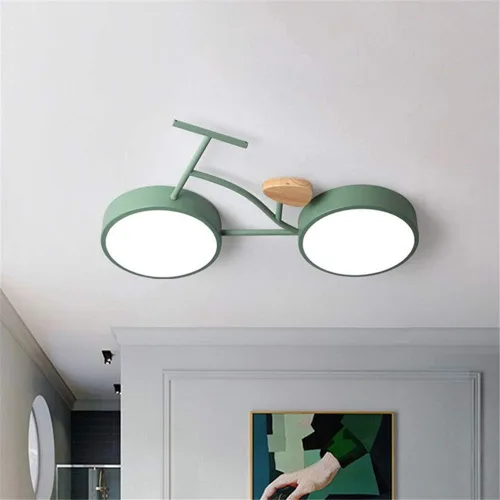 Vista 5 de RUNNUP Lámpara LED de montaje empotrado para bicicleta, para niños, metálico, para habitación de niños y niñas, dormitorio de niños, jardín de Luz