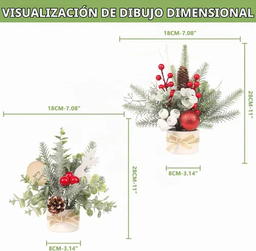 Vista 3 de JIALEIXI Pequeño mini árbol de Navidad de mesa, maceta artificial de 12 pulgadas para decoración de Navidad, para decoración de Navidad