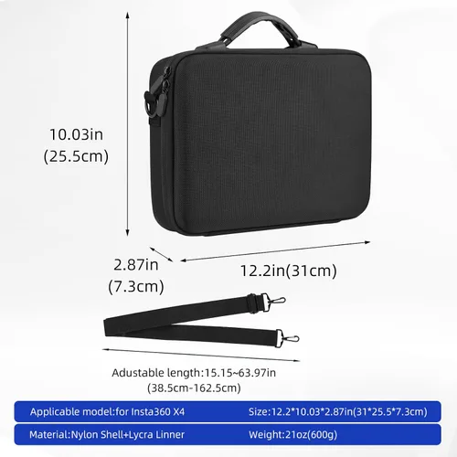 Vista 7 de Funda de transporte X4 para Insta360 X4 Air, bolsa protectora de almacenamiento de carcasa rígida portátil, funda de asa de viaje con capacidad