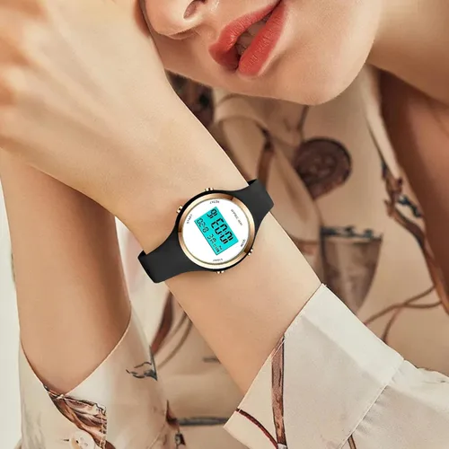 Vista 6 de Women LED Display Elecreonic Watch Fashion Chrono Alarm Digital Clock Woman Outdoor Sport Wirstwatch