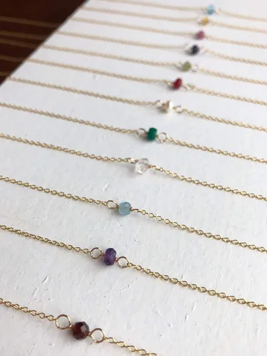 Vista 38 de Gargantilla de piedra natal – Regalo de cumpleaños, regalo para niña, mujer, amiga, hija, esposa, mamá, ella, joyas de piedras preciosas para uso