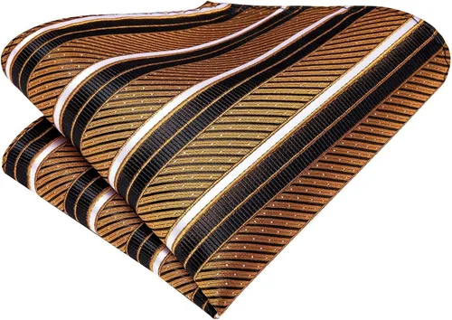Vista 158 de Hi-Tie Corbatas de seda para hombre, diseño de cachemira a rayas, con bolsillo, gemelos cuadrados, conjunto formal de negocios