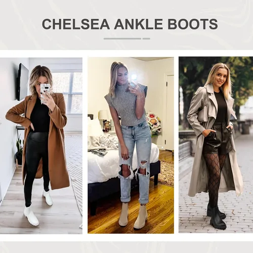Vista 2 de Vepose Botines con suela de lengüeta 936 para mujer, plataforma Chelseatacón grueso con cordones