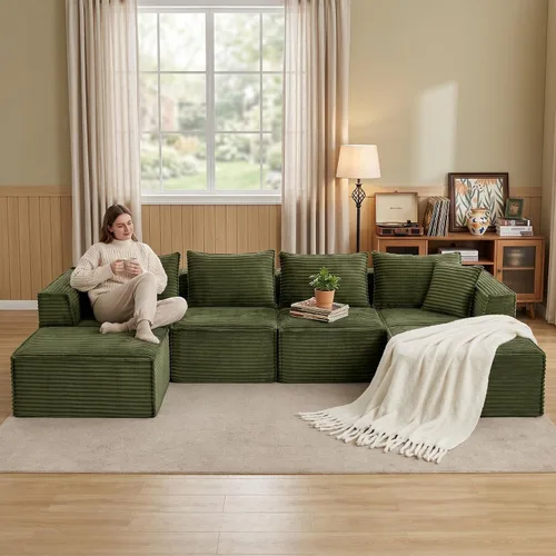 Vista 14 de Sofá modular modular de 107 pulgadas, moderno sofá seccional Cloud con asiento profundo, sofá deshuesado en forma de L con diván para sala de estar