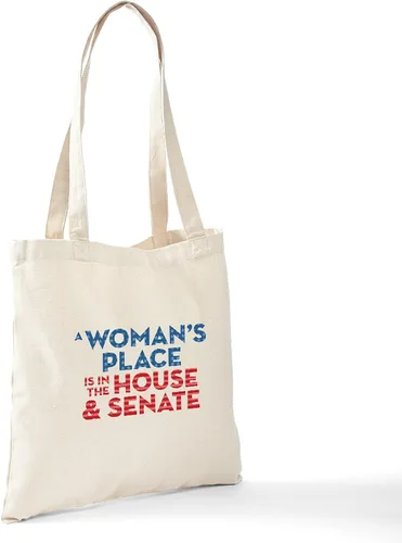 Vista 6 de CafePress A Woman's Place Is In The House & Senate, bolsa de lona natural, bolsa de compras reutilizable