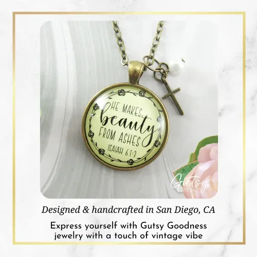 Vista 4 de Gutsy Goodness Faith He Cares - Collares hechos a mano con mensaje para mujer cristiana