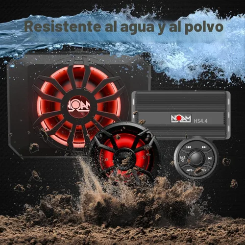 Vista 3 de NOAM NUTV5-S Quad PRO - Kit de sistema estéreo marino ATV/carrito de golf/UTV, con 4 altavoces de torre de luz LED impermeables, subwoofer