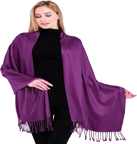 Vista 46 de CJ Apparel Solid Color Tassels Design Nepalese Shawl Seconds Scarf Wrap Stole Throw Head Wrap Pashmina Hand Made in Nepal Amarillo ámbar