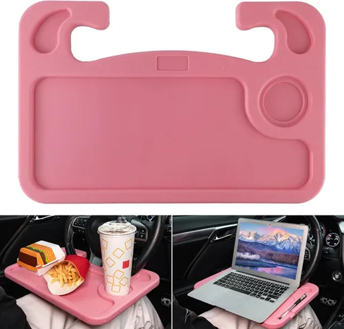 Vista 9 de JUSTTOP Escritorio de Volante de Coche para Laptop, Accesorios Multiusos de Coche para Viajes, Bandejas de Soporte de Asiento de Coche para Comer