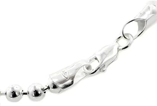 Vista 2 de 5mm Sterling Silver Bead or Ball Chain Necklace Made in ItalyLengths 1618202430