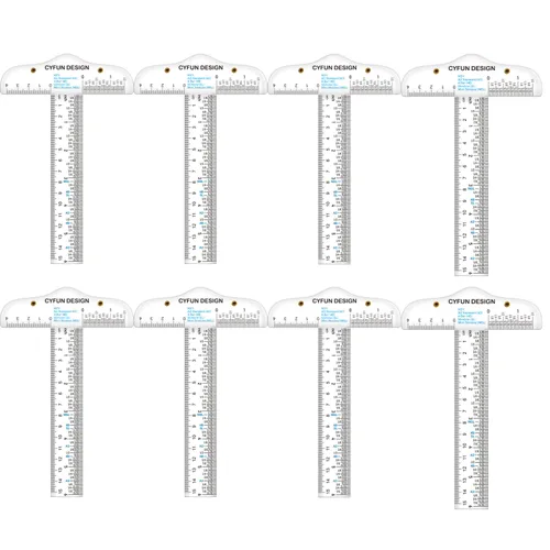 Vista 11 de 10 reglas cuadradas en T transparentes de 6 pulgadas/5.9 in, en pulgadas y métricas, regla cuadrada en T, transparente, regla en T