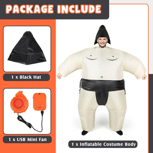 Vista 2 de Disfraz inflable de sumo de luchador, disfraz inflable de Halloween para adultos y niños, fiesta de cosplay (estilo niños)