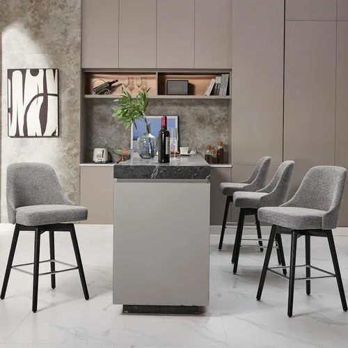 Vista 4 de Juego de 2 taburetes de bar giratorios tapizados de 30 pulgadas de altura con base de metal resistente y asiento cómodo, taburetes de bar de altura