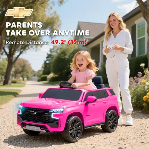 Vista 10 de Aosom - Automóvil de paseo con licencia Chevrolet Tahoe, juguete eléctrico con batería de 12 V y 7 AH, con control remoto para padres, luces LED