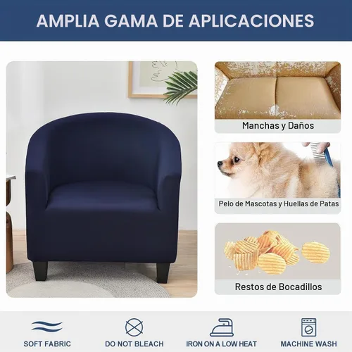 Vista 3 de NILUOH - Funda elástica para silla de club, cubierta elástica para silla de bañera, fundas para silla de barril, fundas para sillón, cubierta para 01