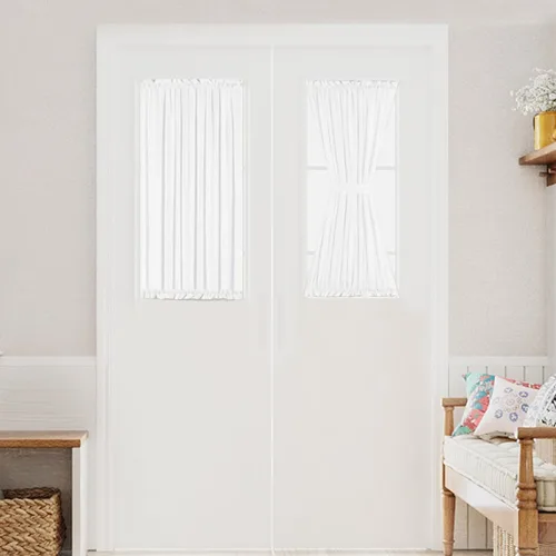 Vista 28 de Turquoize Elegantes cortinas de lino para puerta francesa, paneles de cortina de filtrado de luz, panel de lino con bolsillo para barra, panel