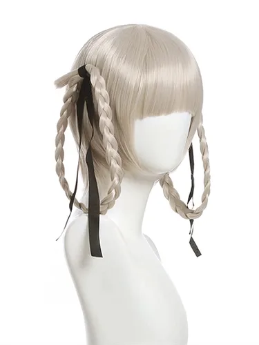 Vista 3 de Momobami Kirari Peluca para anime Kakegurui Cosplay peluca gris trenza Lolita peluca de Halloween peluca Coser peluca