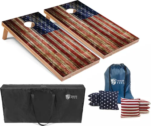 Vista 20 de Tailgating Pros Cornhole Board Set w/Bean Bags and Carrying Case - 4'x2' Corn Hole Toss - Tournament and Lightweight Options - Optional LED Lights