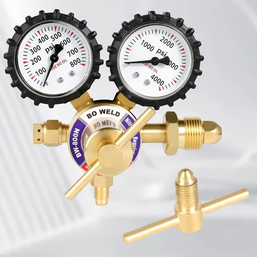 Vista 6 de BO WELD Regulador de nitrógeno con 0-800 PSI, conexión de entrada CGA580 y calibre de conexión de salida de 1/4 '' macho