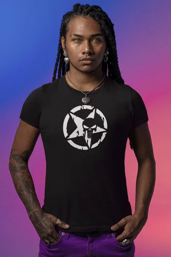 Vista 3 de Camiseta Skull Star para hombre Mujer Uso casual, aspecto premium