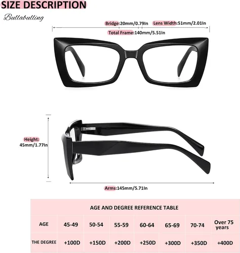 Vista 4 de Lentes de lectura cuadrados para mujer, bloqueo de luz azul, para hombres y lectores de computadora, de gran tamaño, estilo Oprah rectangular