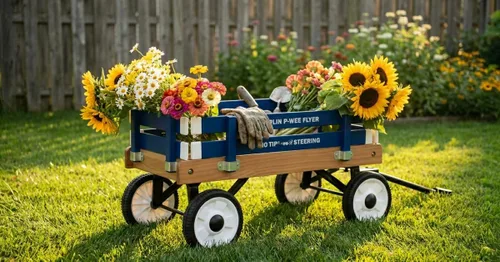 Vista 2 de AmishToyBox Berlin P-Wee Wagon - Modelo F257 - Amish fabricado en Ohio, Estados Unidos (azul)