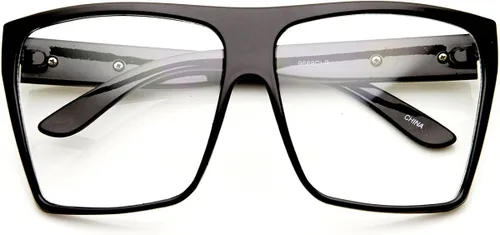 Vista 2 de Super Oversized Eyeglasses Flat Top Square Clear Lens Glasses Frames
